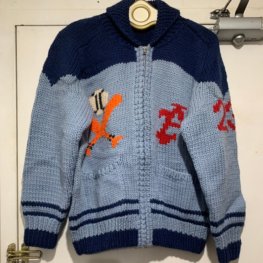 HANDMADE KNIT WOOL PATTERN SWEATER CARDIGANS SIZE M